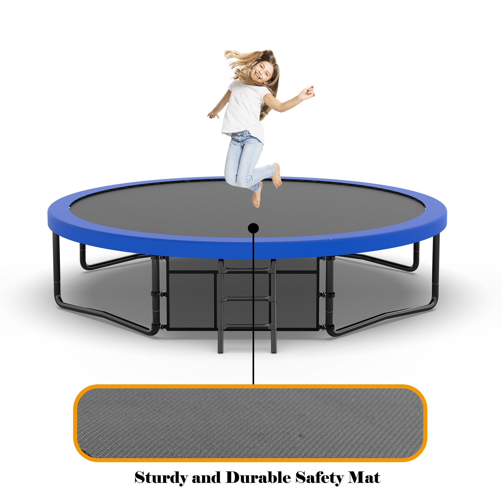 14FT Trampoline with Enclosure - Recreational Trampolines with Ladder and AntiRust Coating, ASTM Approval Outdoor Trampoline for Kids