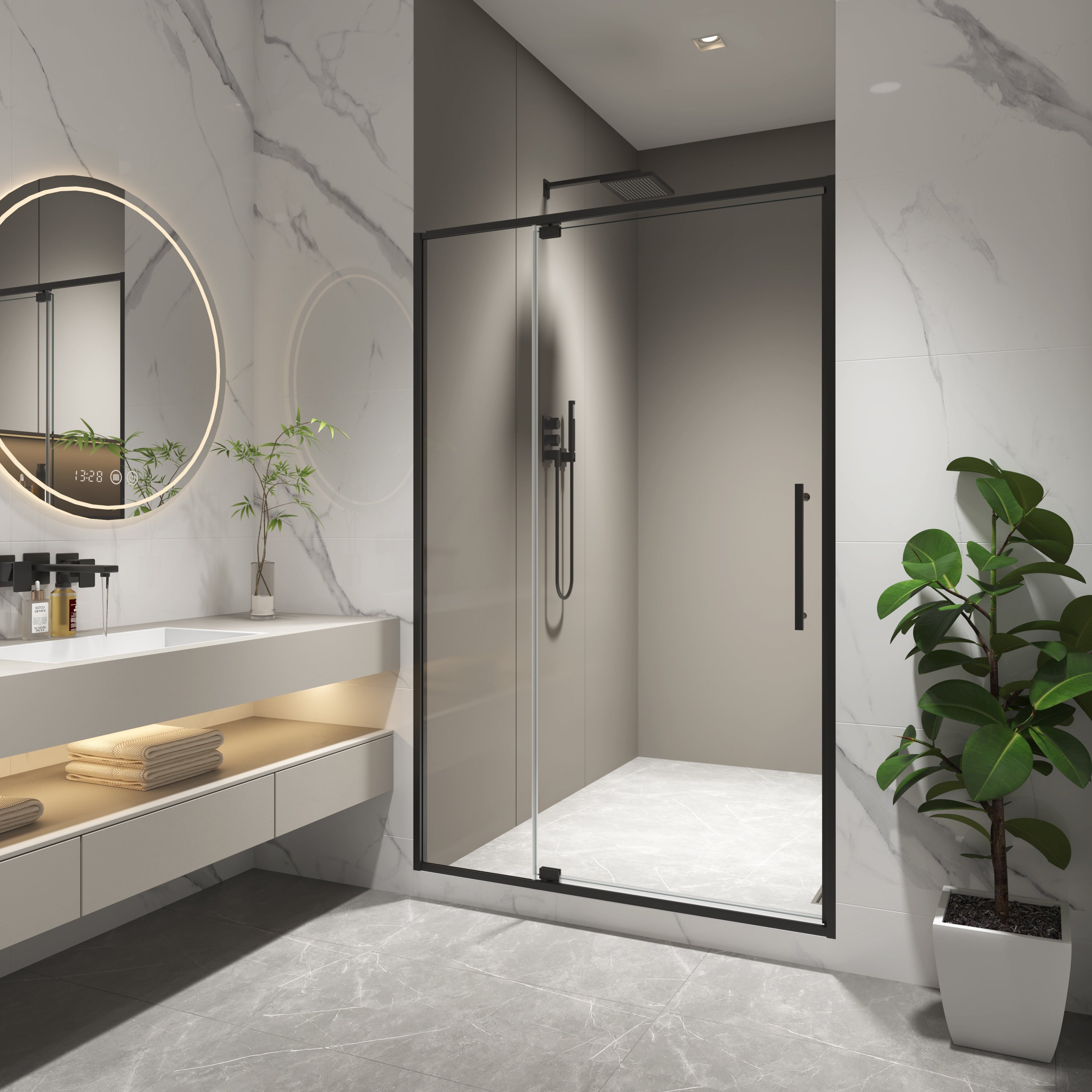 44-54 x 74 in Pivot Shower Door - 44-48 x 74 in / Matte Black view 2