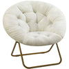 Cozy Saucer Chair Faux Fur Metal Frame Anti-Slip Leg for Living Room Bedroom, Large, White
