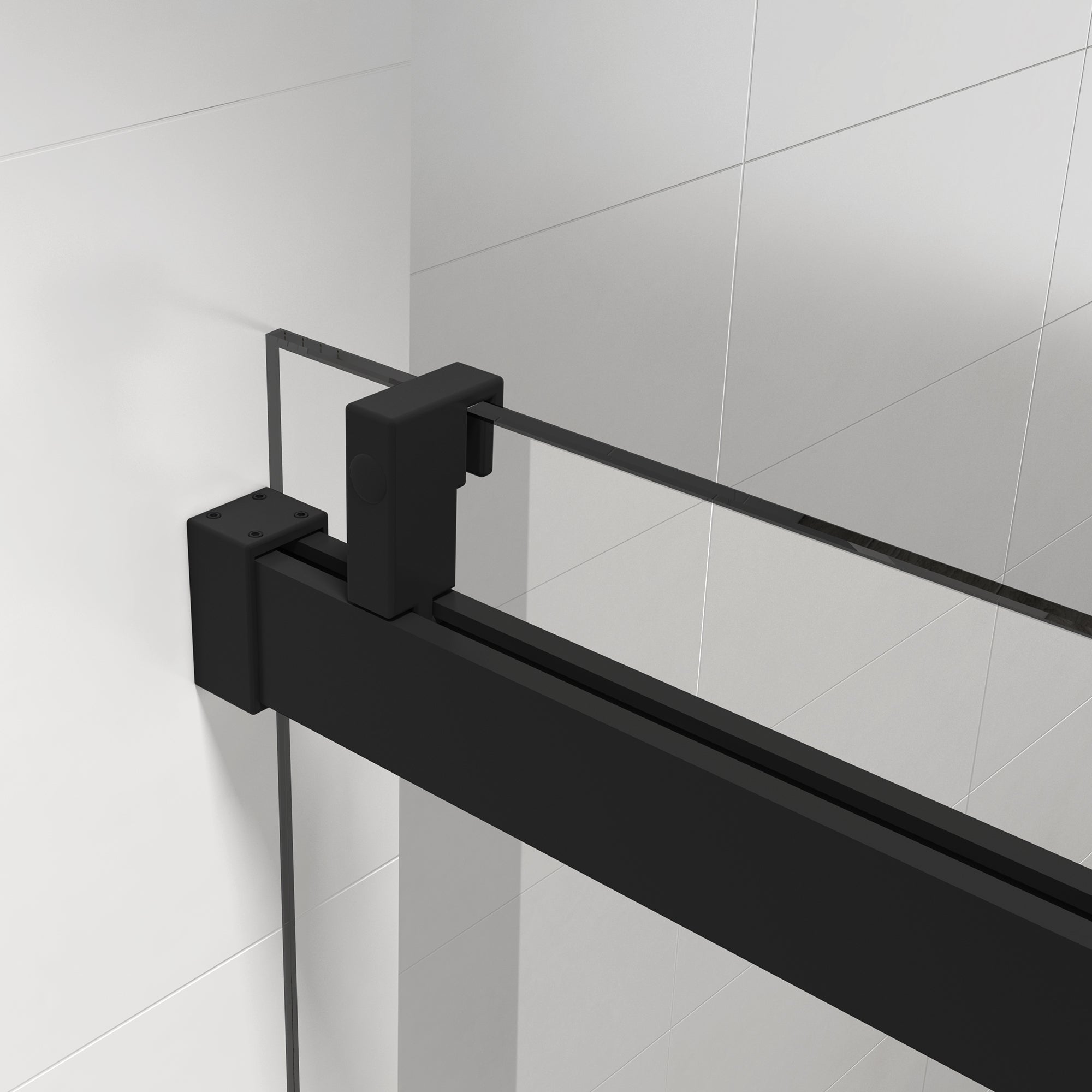 50-60"W x 76"H Single Sliding Frameless Shower Door in Matte Black with Soft-Closing with 3/8 Inch Clear Glass