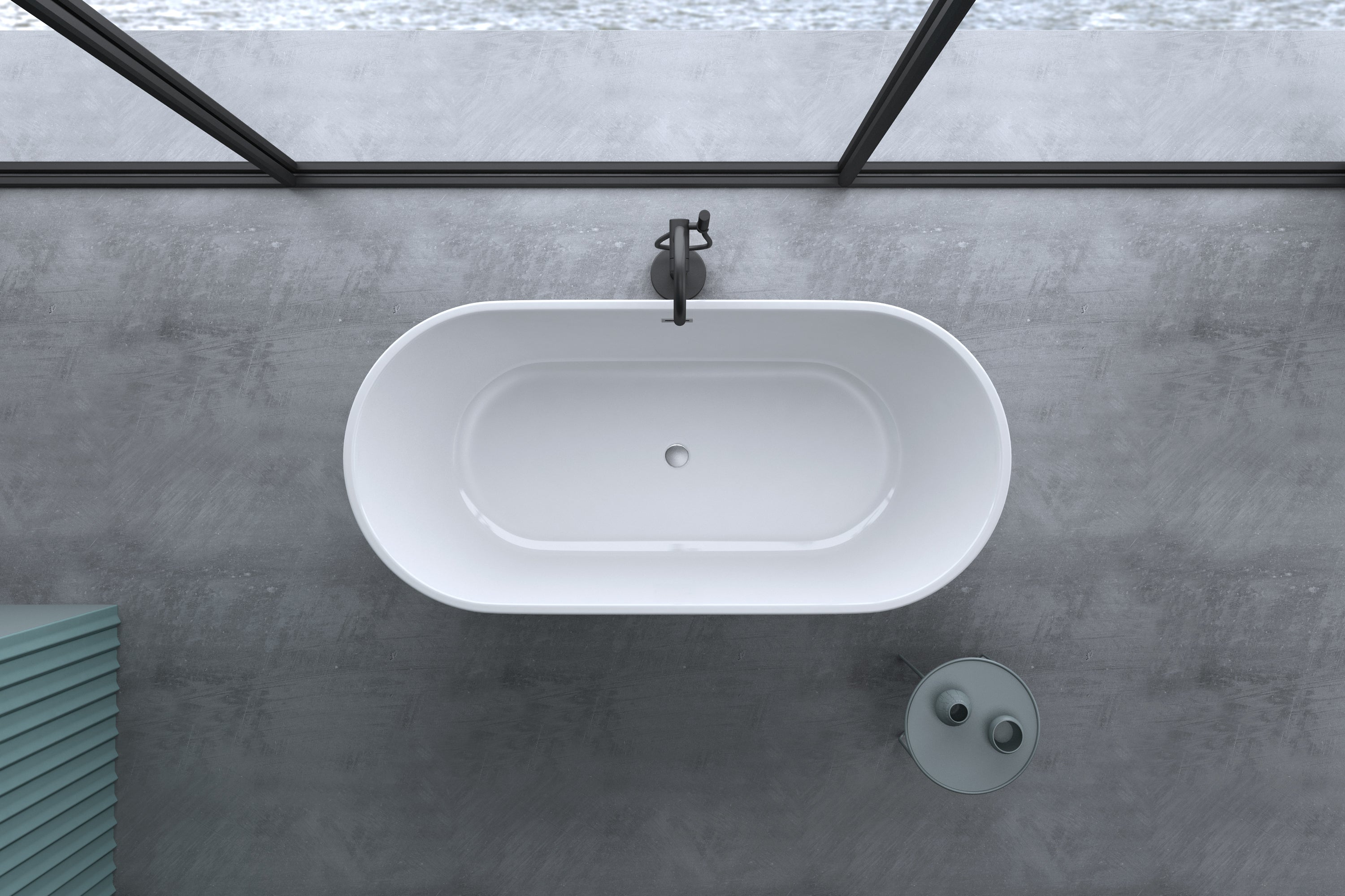 60'' Freestanding Gloss White Acrylic Soaking Bathtub with Toe-Tap Chrome Drain and Classic Slotted Overflow, 24A02-60