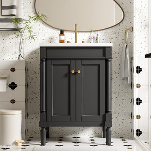 24 inch modern single sink bathroom vanity front view