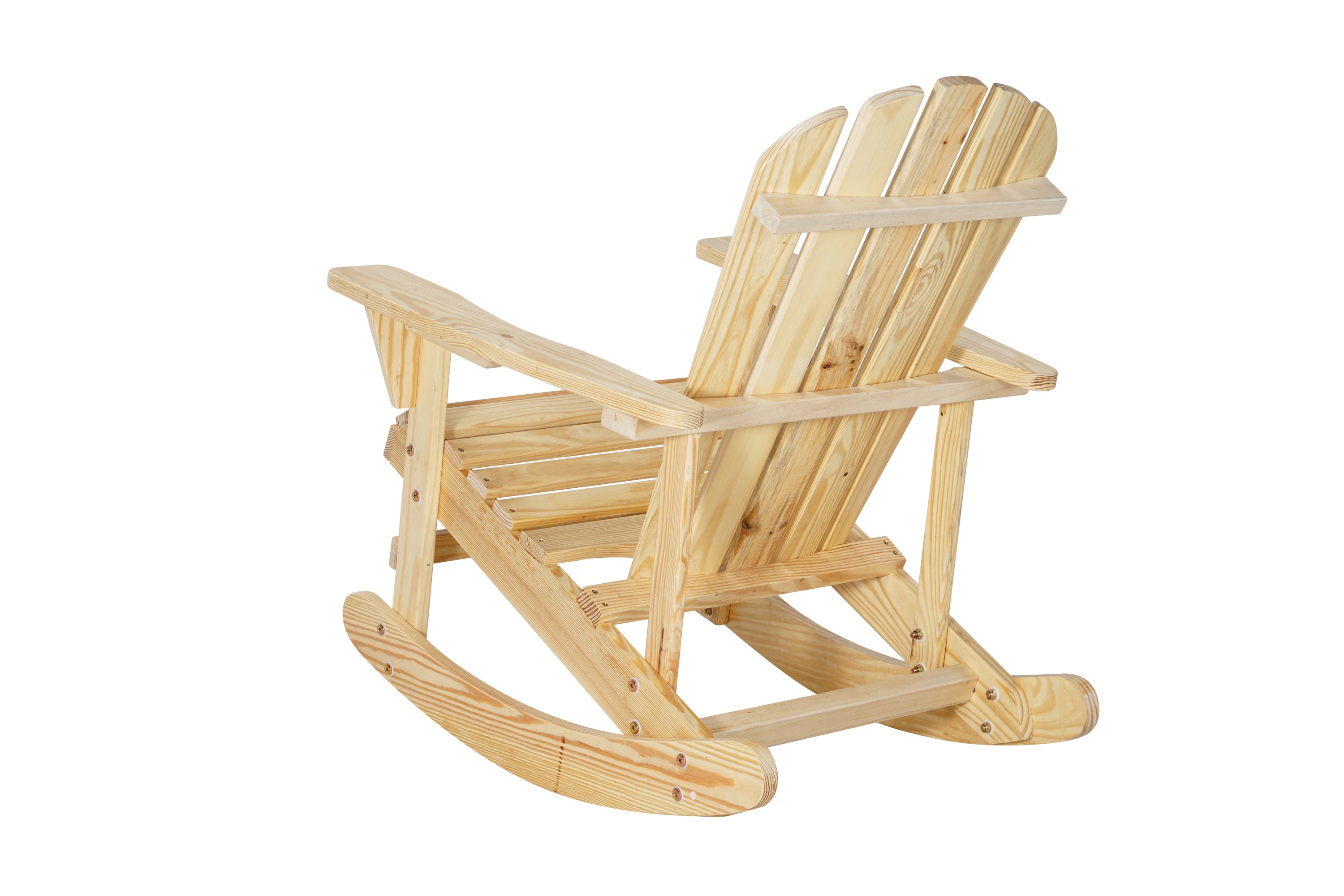 Adirondack Rocking Chair Solid Wood Chairs Finish Outdoor Furniture for Patio, Backyard, Garden - Natual