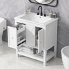 30" Bathroom Vanity with Sink Top, Bathroom Vanity Cabinet with Two Doors and One Drawer, MDF Boards, Solid Wood, One Package, White