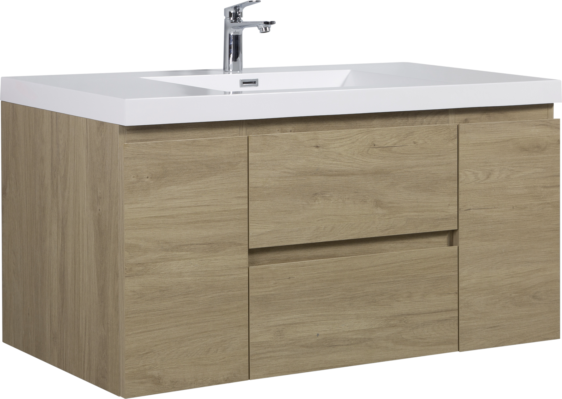 48" Floating Bathroom Vanity with Sink, Modern Wall-Mounted Bathroom Storage Vanity Cabinet with Resin Top Basin and Soft Close Drawers, Natural Oak 24V11-48NO