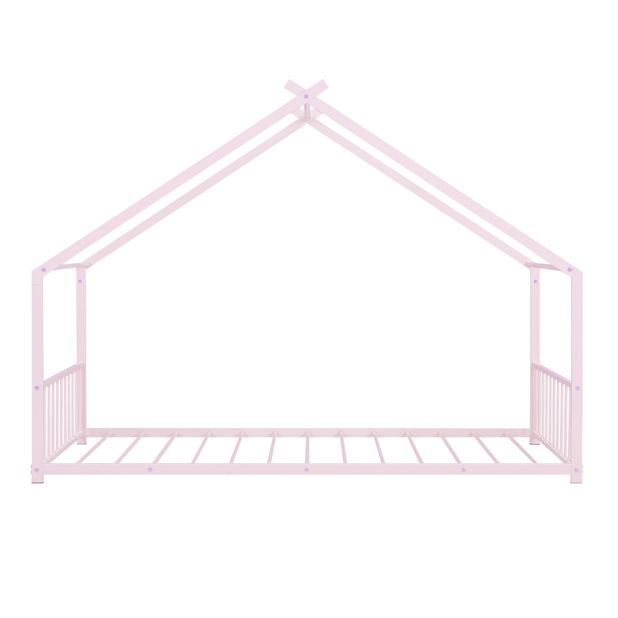 Twin Size Metal House Bed, Pink