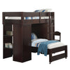 Wenge Twin Over Twin Loft Bed with Built-in Desk, Wardrobe and Chair