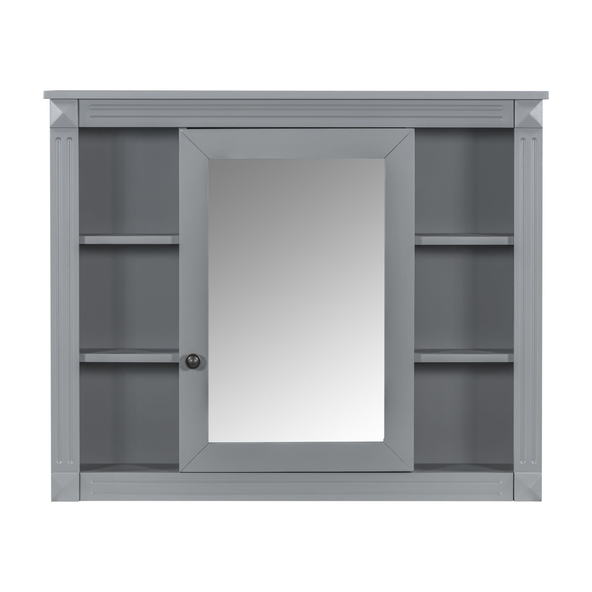 36'' Bathroom Vanity with Top Sink, Grey Mirror Cabinet, Modern Bathroom Storage Cabinet with 2 Soft Closing Doors and 2 Drawers, Single Sink Bathroom Vanity