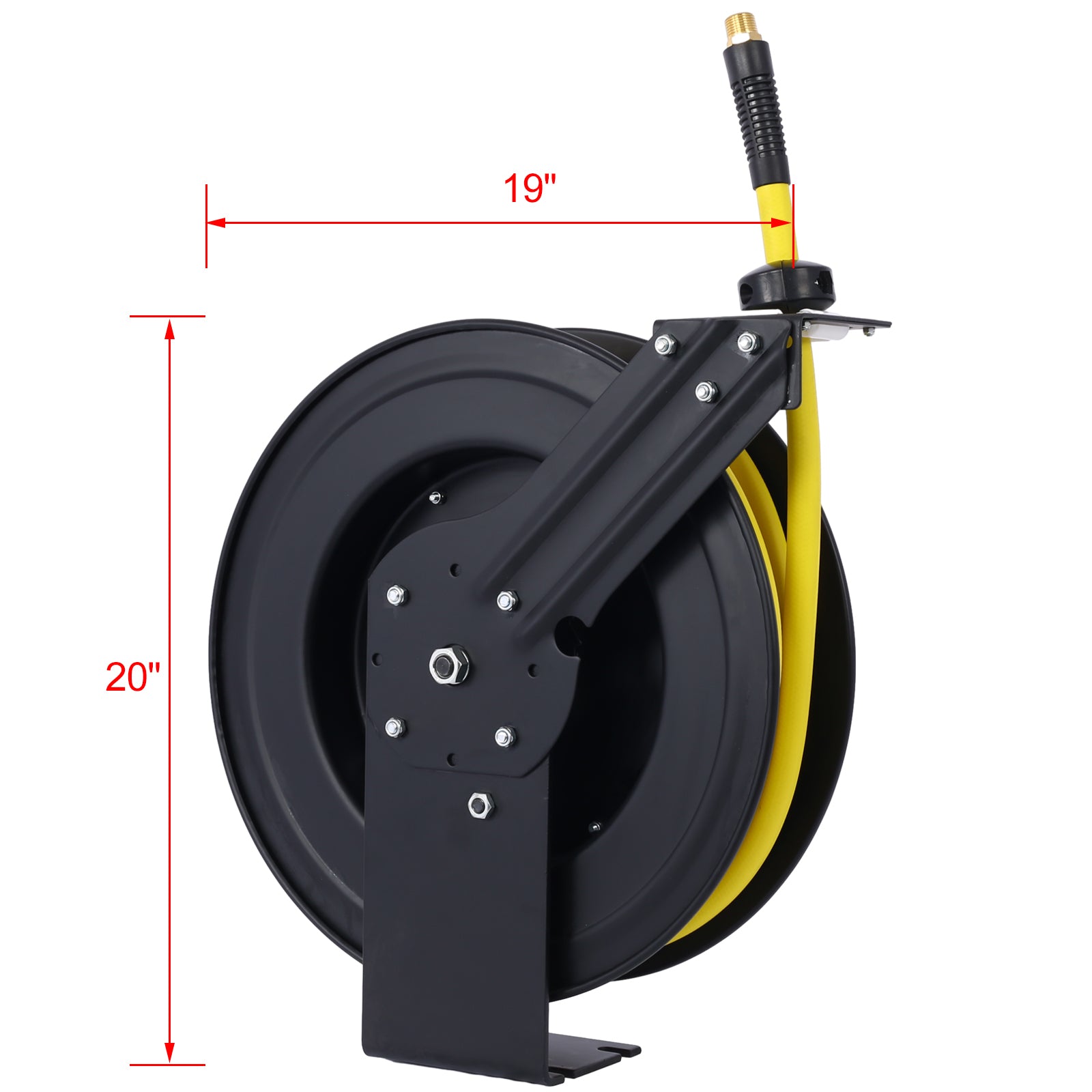 Retractable Air Hose Reel, 1/2" Inch x 50' Ft Auto Rewind Hose-Reel, Heavy Duty Steel Air Hose Reel, Industrial Grade Rubber Hose