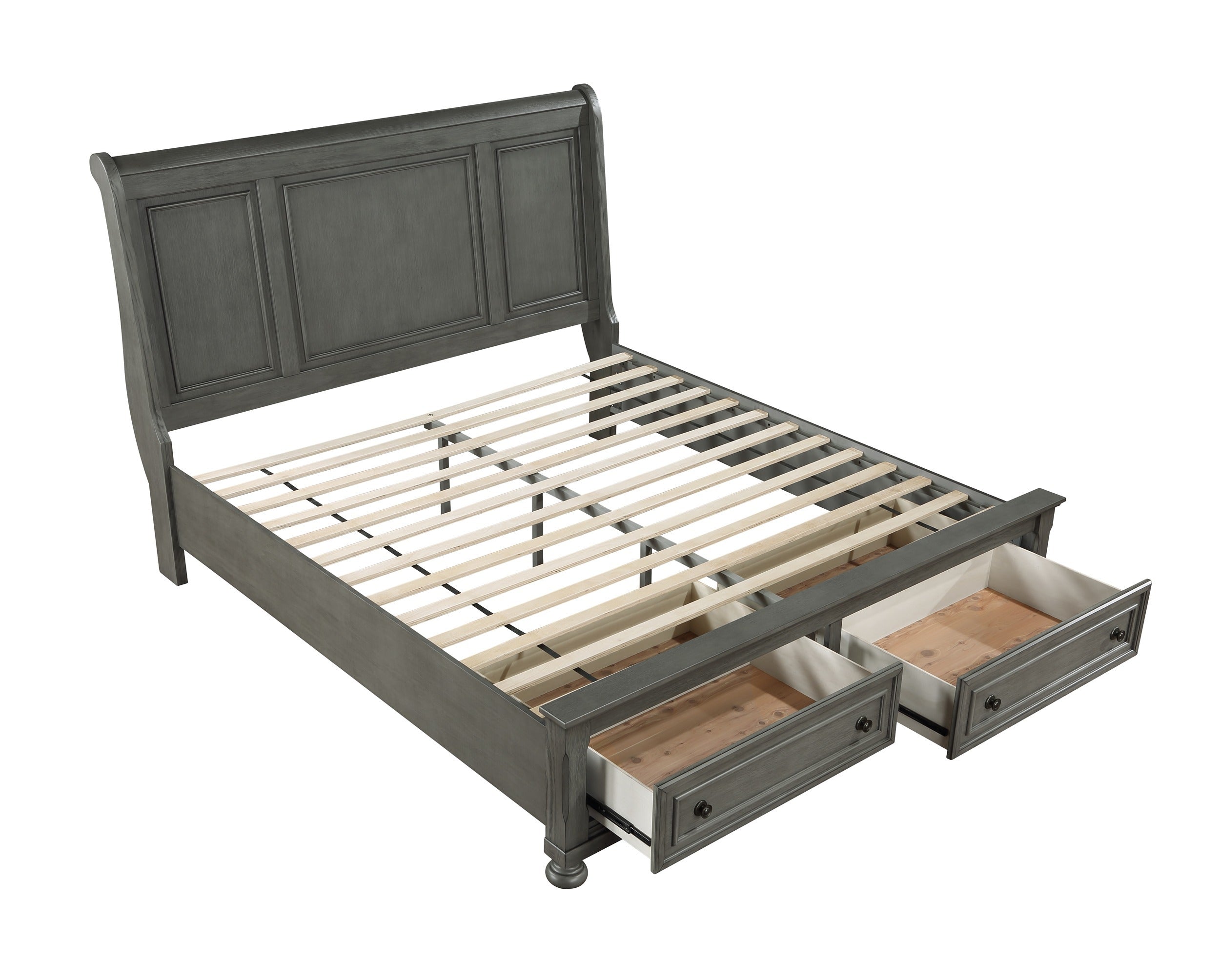 Modern Style King Bed Made with Wood & Rustic Gray Finish