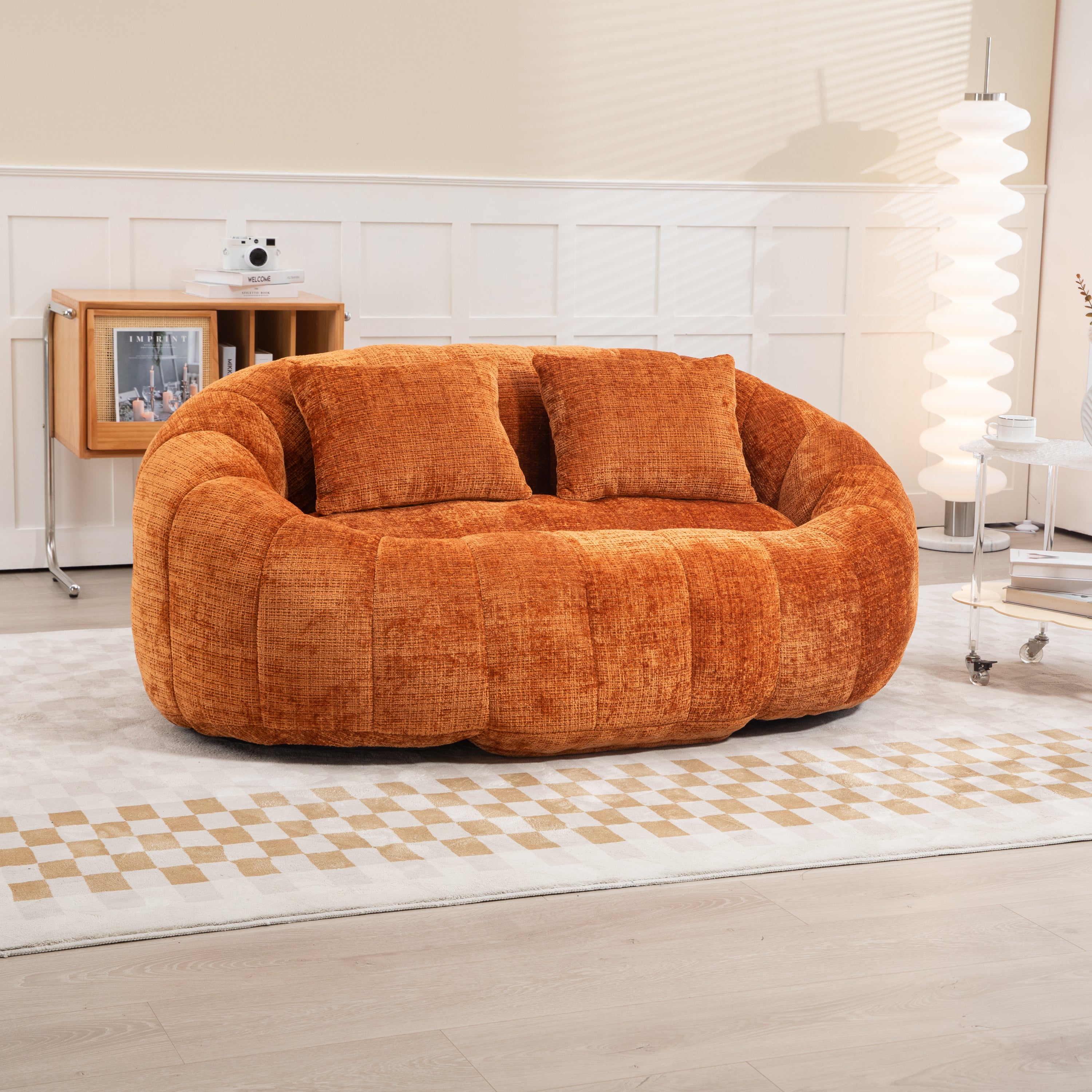 COOLMORE Bean Bag sofa Lazy Sofa Durable Comfort Lounger High Back Bean Bag Chair Couch for Adults and Kids, Indoor & Outdoor, Accent Floor Soft Lounge Chair  (Orange chenille)