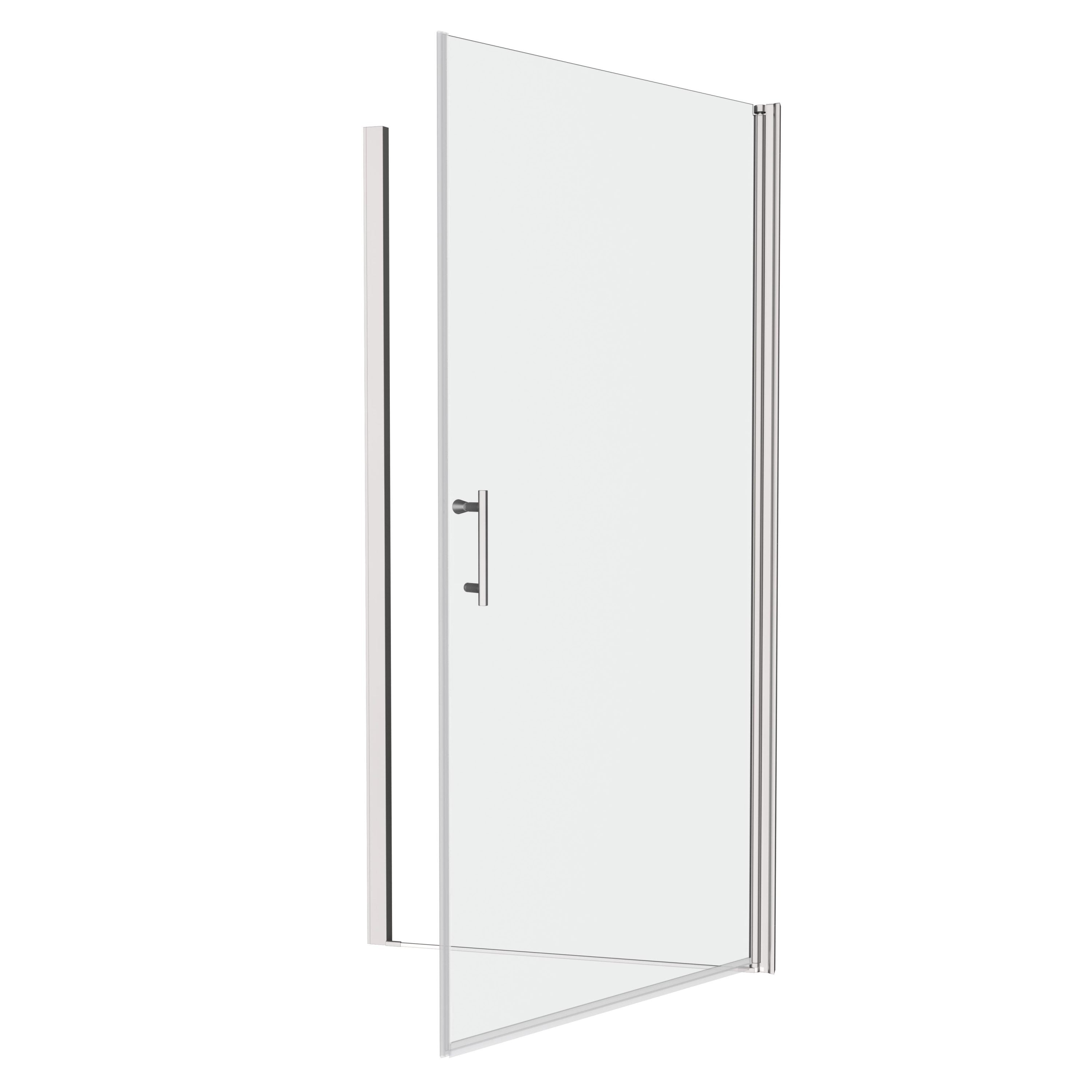 Polished Chrome Pivot Shower Door: 28"W x 72"H, 1/4" Tempered Glass