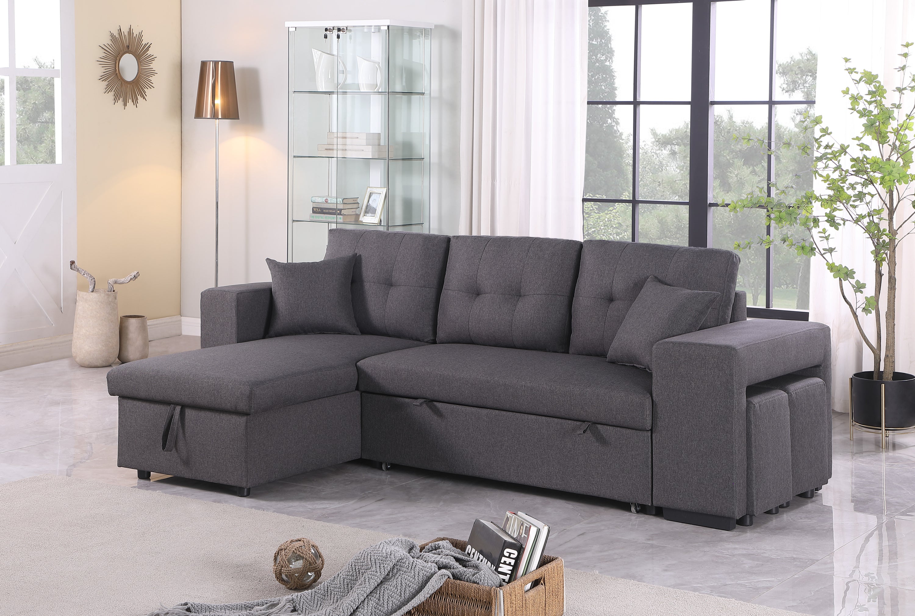 Daniel Upholstered Reversible Sectional with pull out loveseat