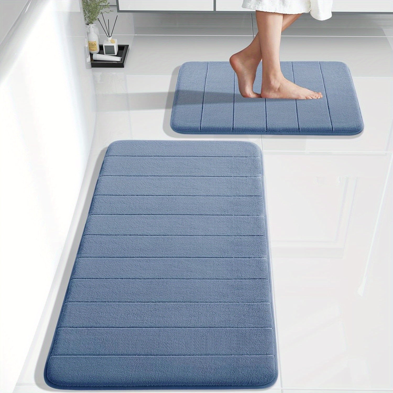 2-Piece Memory Foam Bath Rug Set – Soft, Absorbent, Quick-Dry & Machine Washable!