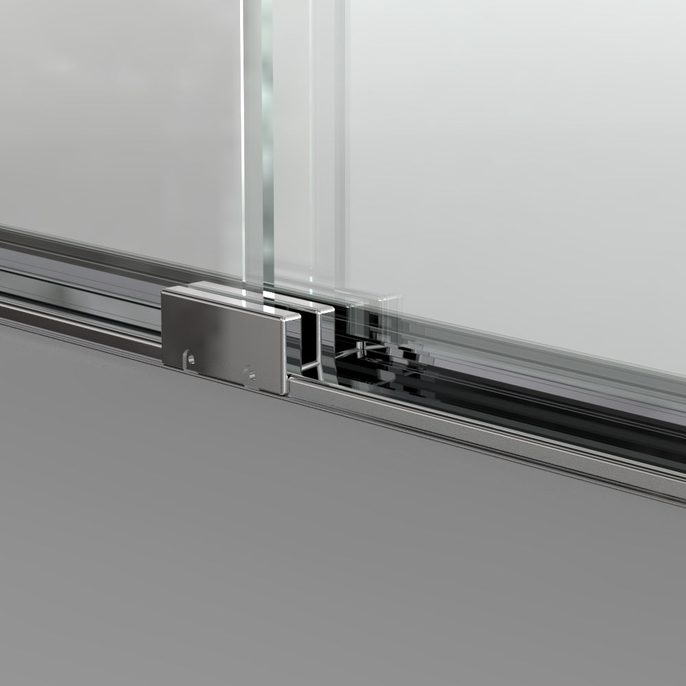 Semi-Frameless Sliding Shower Door 56-60"W x 72"H, Bathroom Sliding Door with 5/16" Clear Tempered Glass,Chrome Finish, Designed for Smooth Door Closing