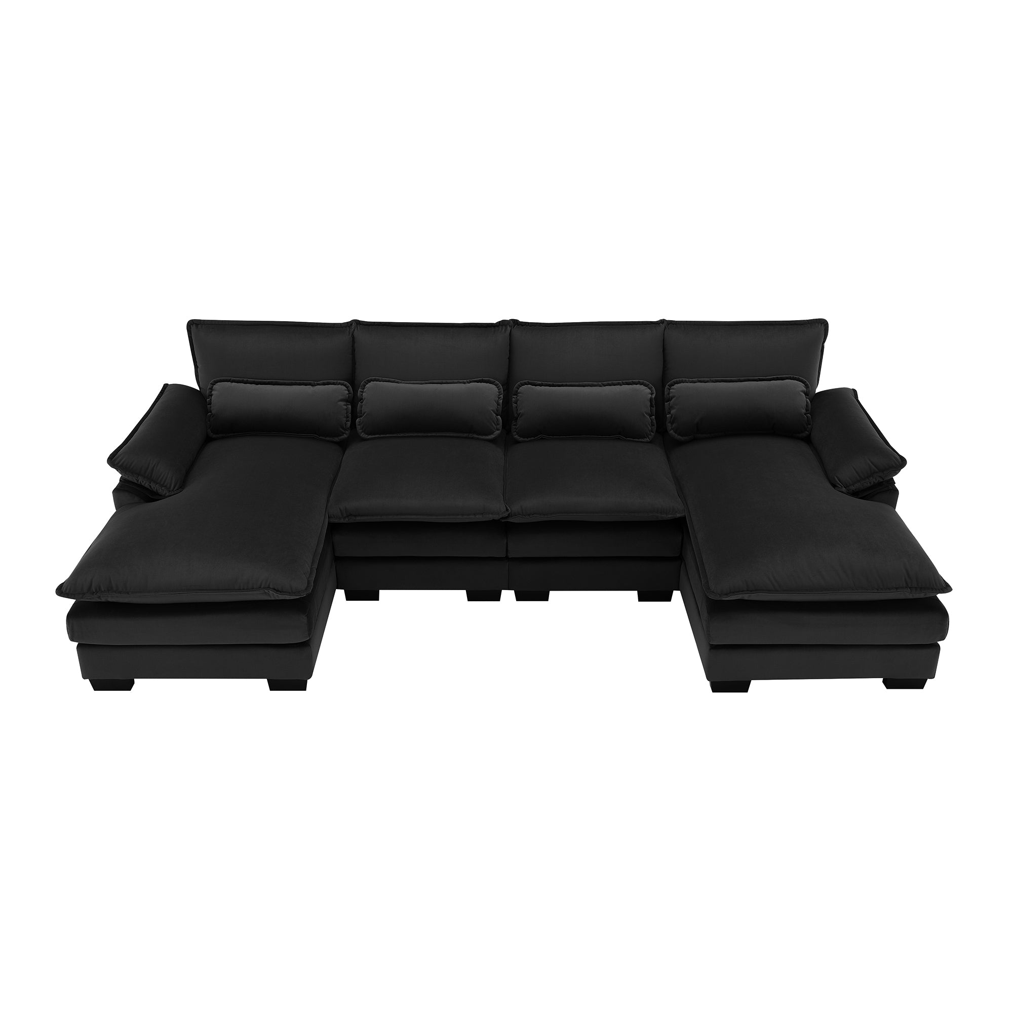 [VIDEO provided][New]110*55" Modern U-shaped Sectional Sofa with Waist Pillows,6-seat Upholstered Symmetrical Sofa Furniture,Sleeper Sofa Couch with Chaise Lounge for Living Room,Apartment,5 Colours