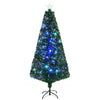 HOMCOM 6' Tall Douglas Fir Pre-Lit Artificial Christmas Tree with Realistic Branches, 24 Multi-Color LED Lights, Fiber Optics and 230 Tips