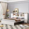 Full Size Platform Bed with Storage Headboard and Lockers, White