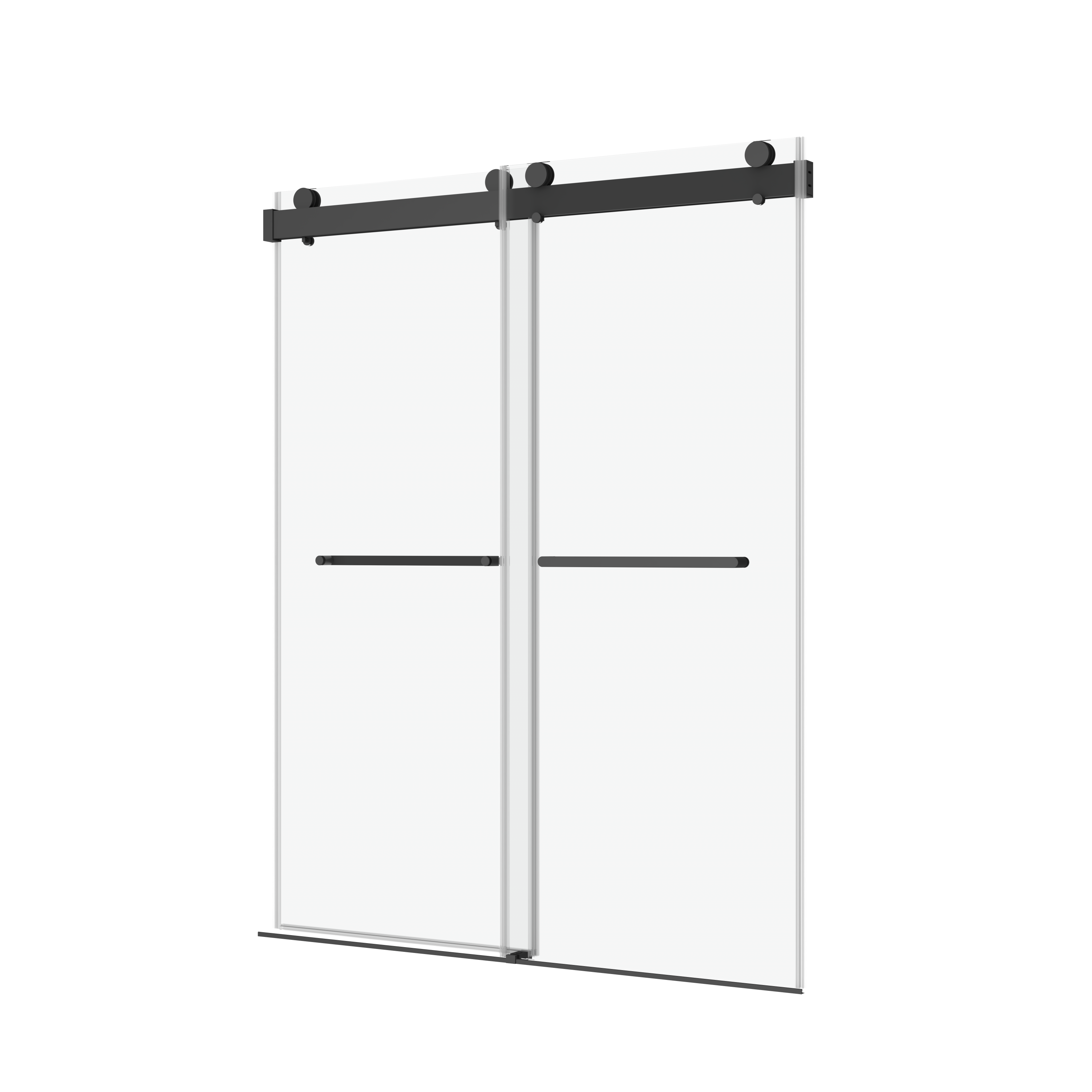 56-60"W x 76"H Double Sliding Frameless Soft-Close Shower Door with Premium 3/8 Inch (10mm) Thick Tampered Glass and Easy-cleaning Coating, Stainless Steel in Matte Black 22D02-60MB