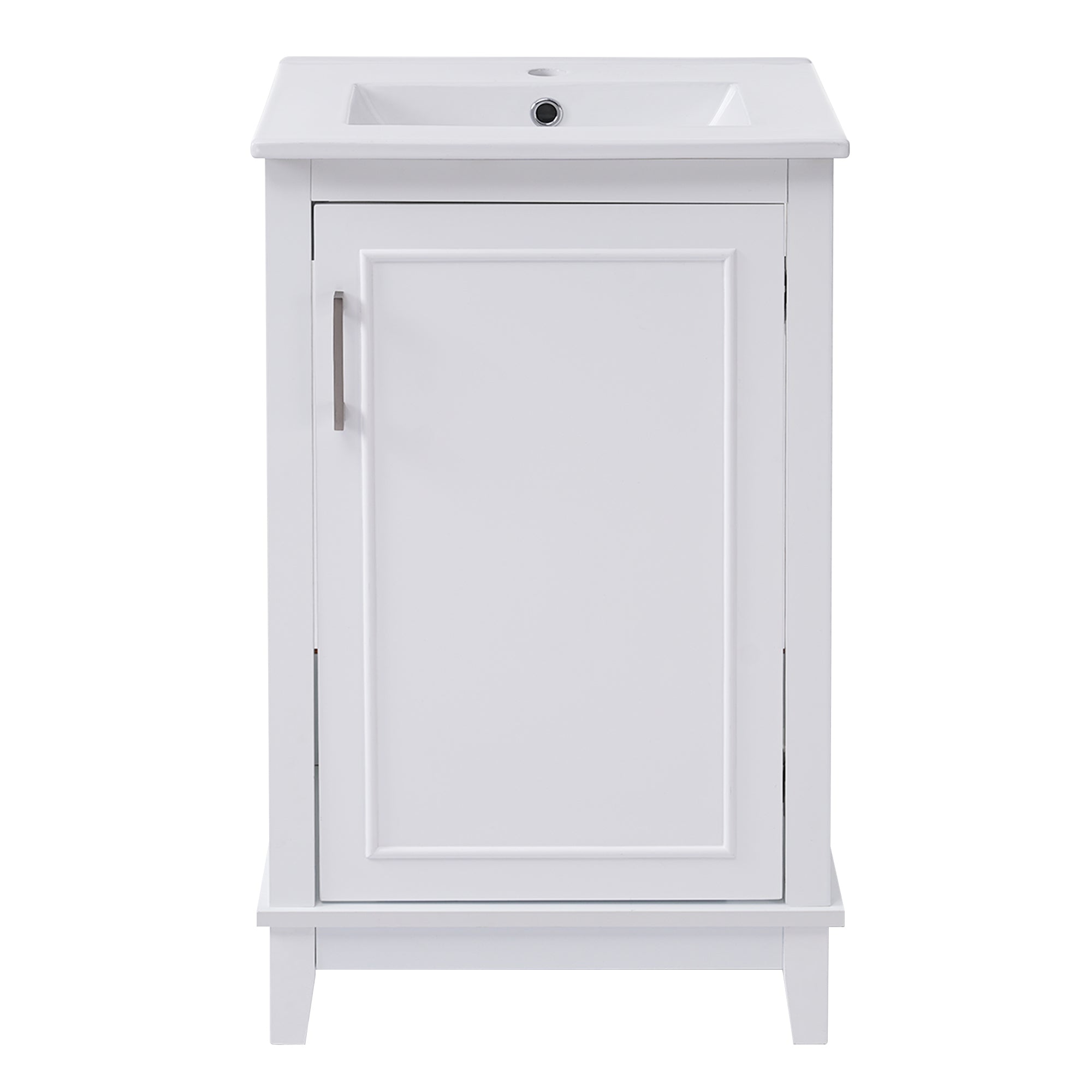 [Viedo] 20 Inch Modern Small Bathroom Vanity Cabinet With Ceramic Basin- 20*14.5*33.3 Inches,Ample Storage,1 Soft-Close Door