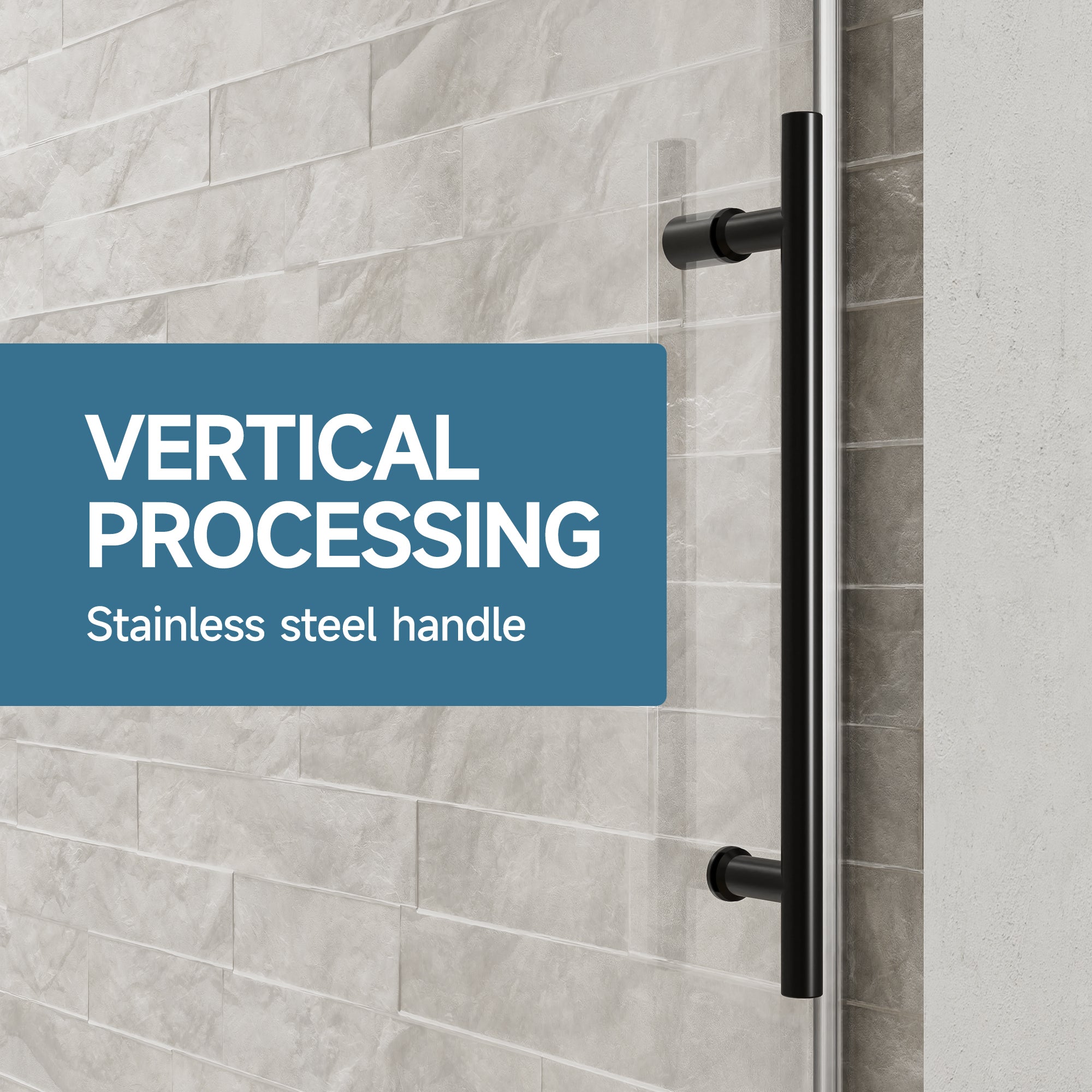 56-60 x 60 in Frameless Single Sliding Bathtub Door - 56-60 x 60 in / Matte Black / 5/16 in Glass view 10
