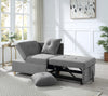 4-in-1 Convertible Sofas & Couches, Single Extendable Sofa with 6 Position Adjustable Back, Sofa Bed with 2 Pillows, Gray