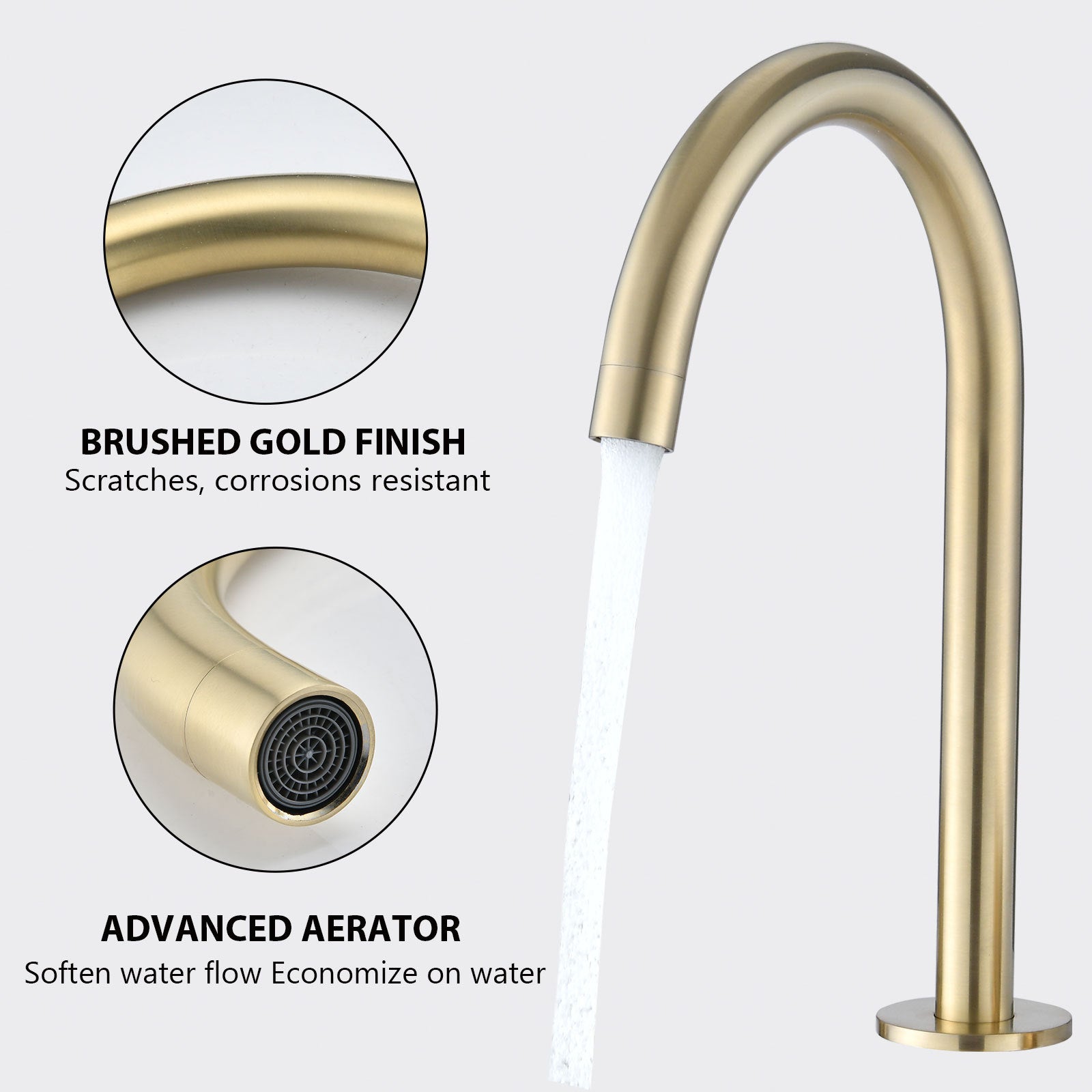 Two Handles Widespread 8 Inch Bathroom Faucet, Brushed Golden