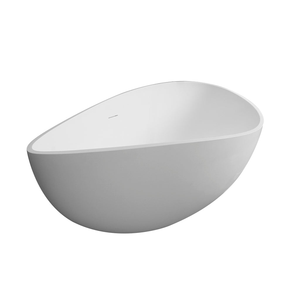 63" Luxury Handcrafted Stone Resin Freestanding Soaking Bathtub with Overflow in Matte White, cUPC Certified - 24S05-63MW