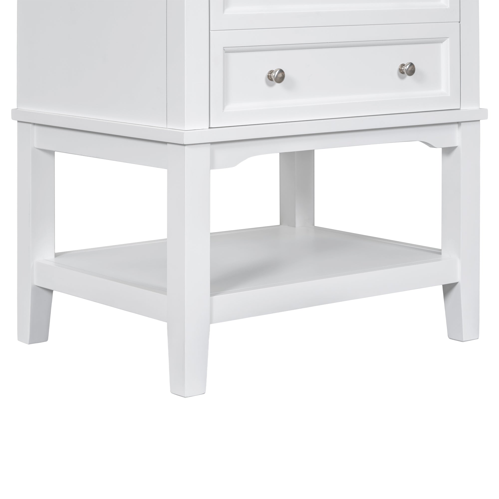 24" Bathroom Vanity With Sink, Bathroom Storage Cabinet with Drawer and Open Shelf, Solid Wood Frame, White