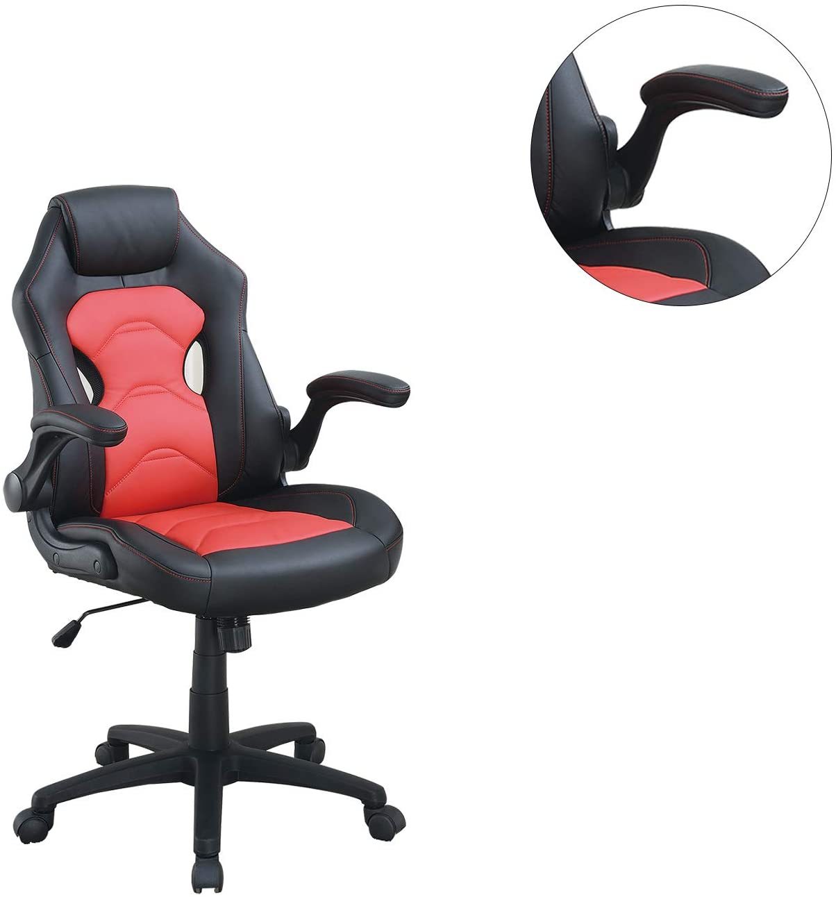 Office Chair Upholstered 1pc Comfort Chair Relax Gaming Office Chair Work Black And Red Color