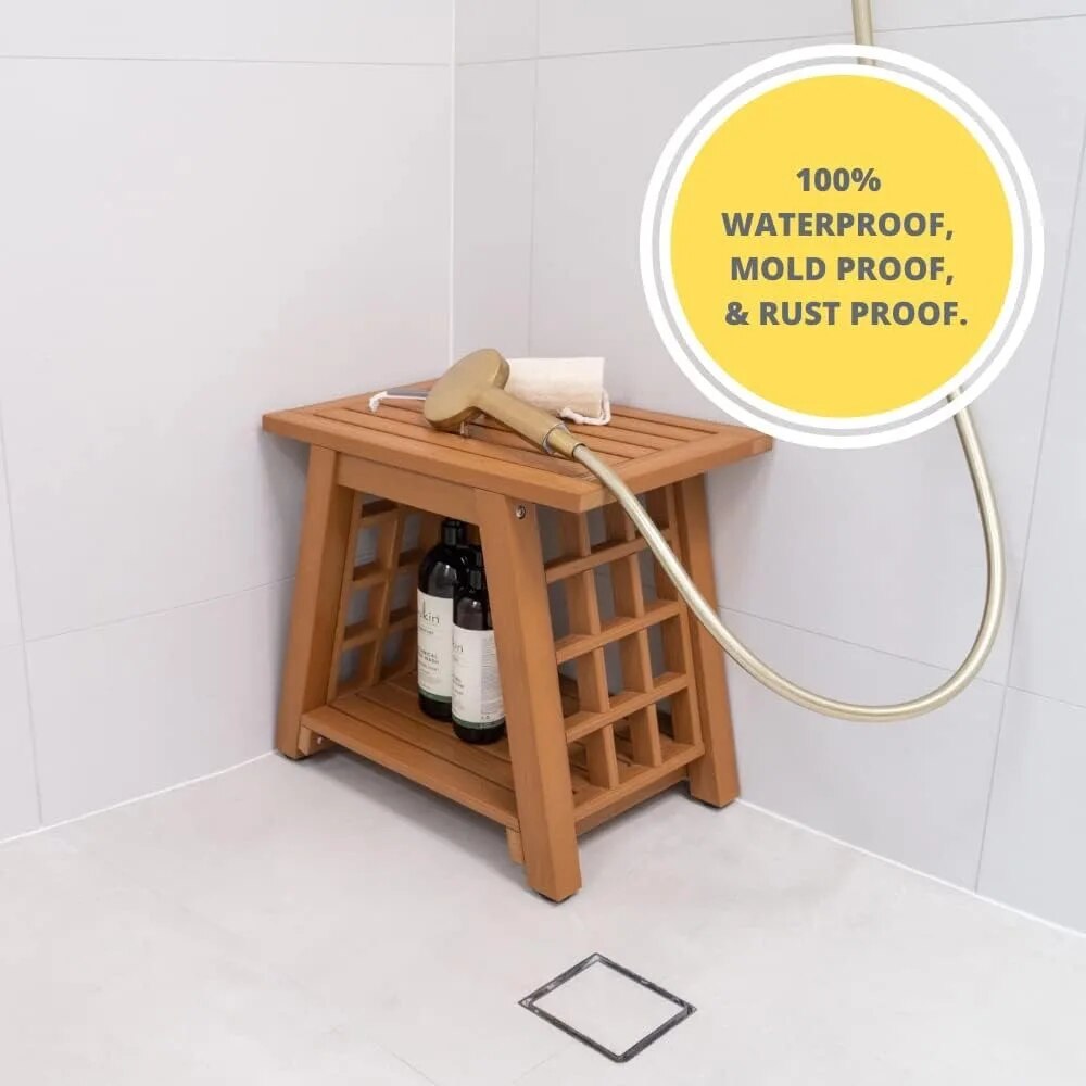 Efforest Stylish Waterproof Shower Bench with Storage