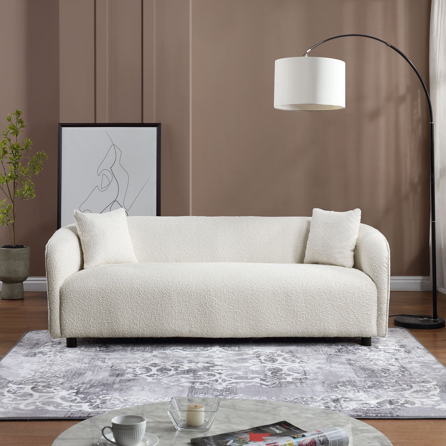 Modern Minimalist Sofa for Living Room Lounge Home Office, Color:Bishop Beige