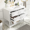 36 inch white freestanding bathroom vanity with undermount ceramic sink, front view