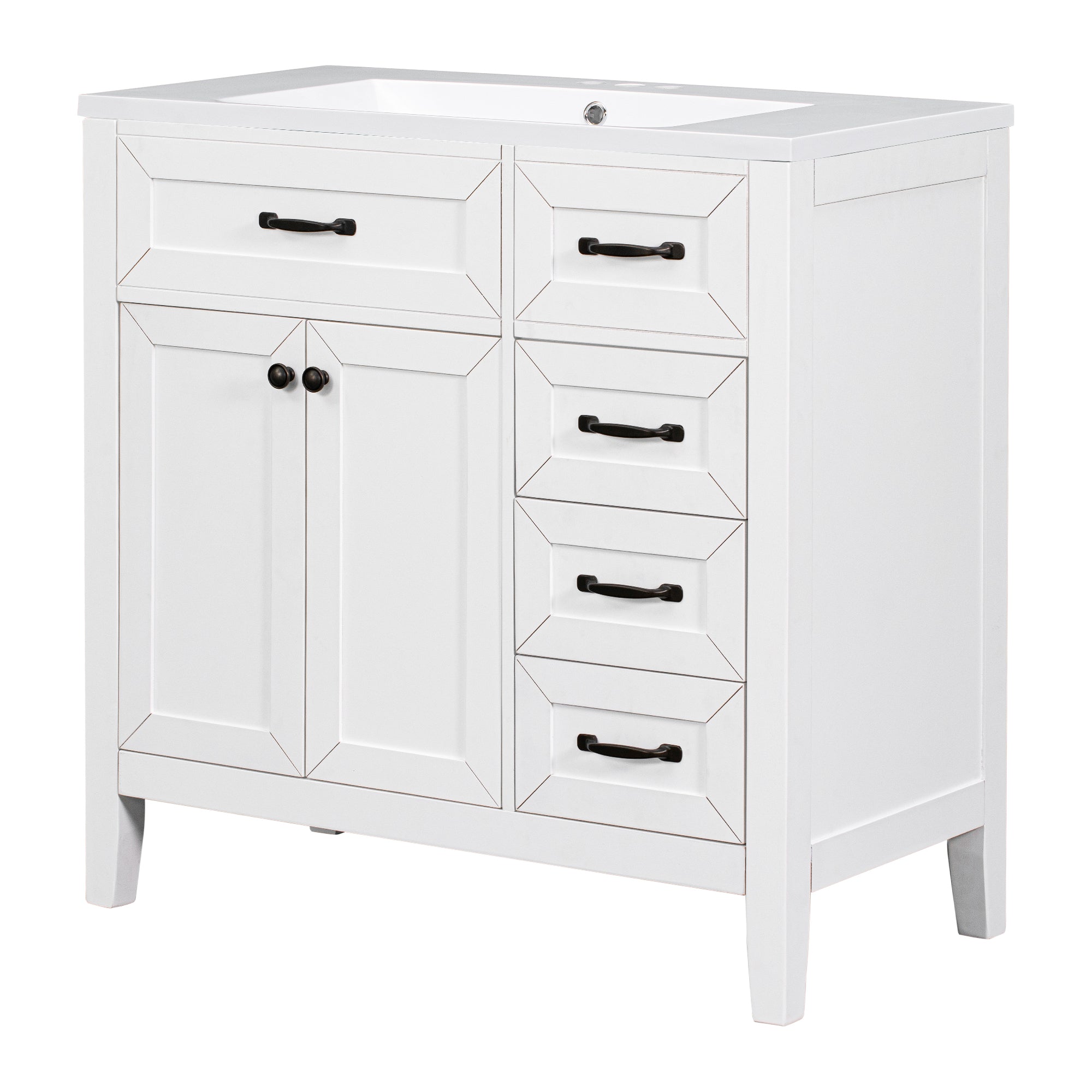 36" Bathroom Vanity with Sink Combo, White Bathroom Cabinet with Drawers, Solid Frame and MDF Board (Old Sku:JL000007AAK)