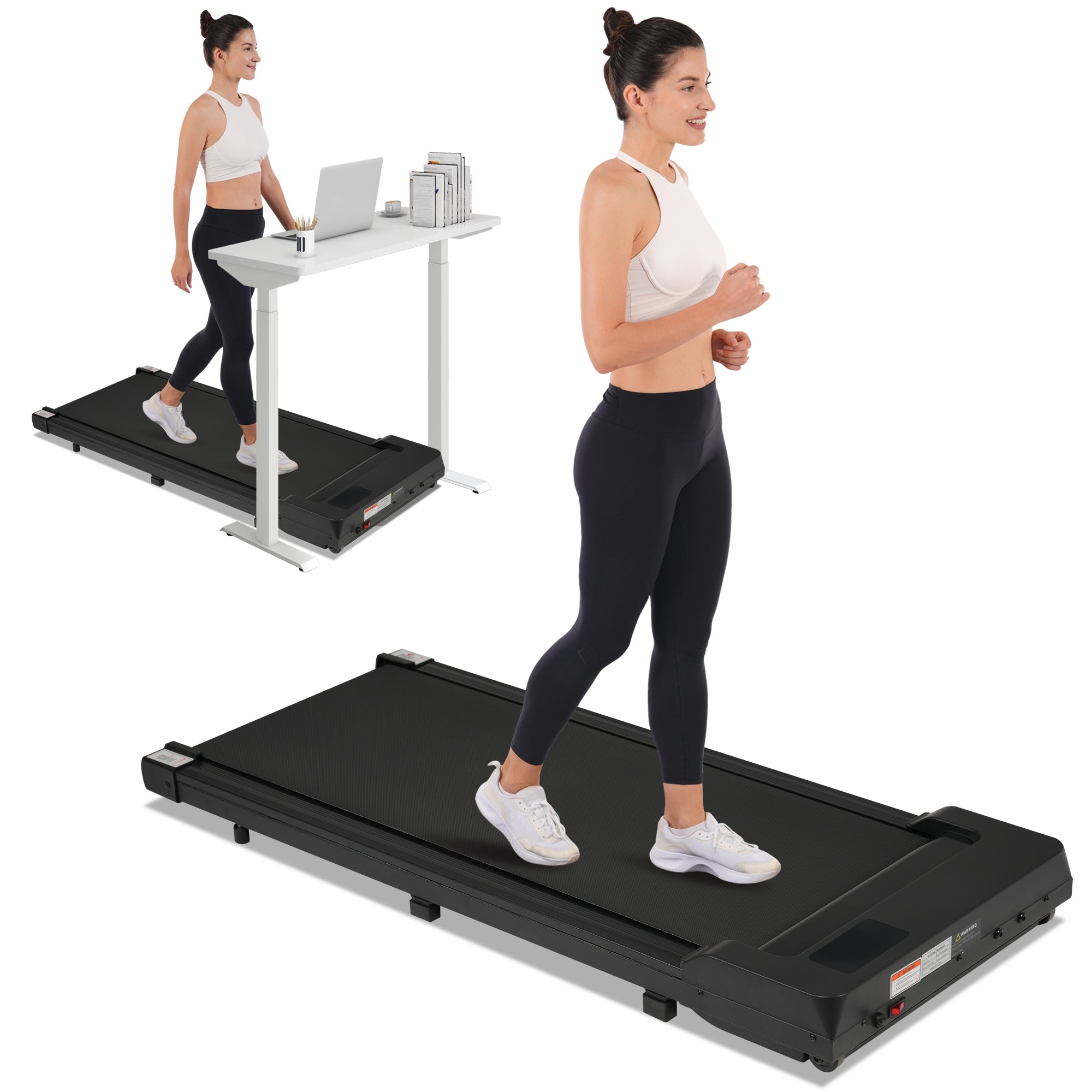 Walking Pad Under Desk Treadmill for Home Office -2.5HP Walking Treadmill 0.6-4MPH 300LBS Capacity Treadmill for Walking Running Remote Control Batteries