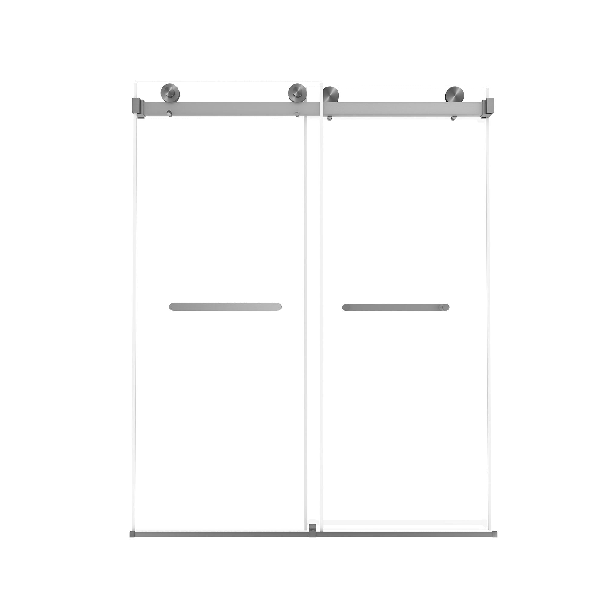 44-48 x 74 in Frameless Double Sliding Shower Door - 44-48 x 74 in / Brushed Nickel view 2