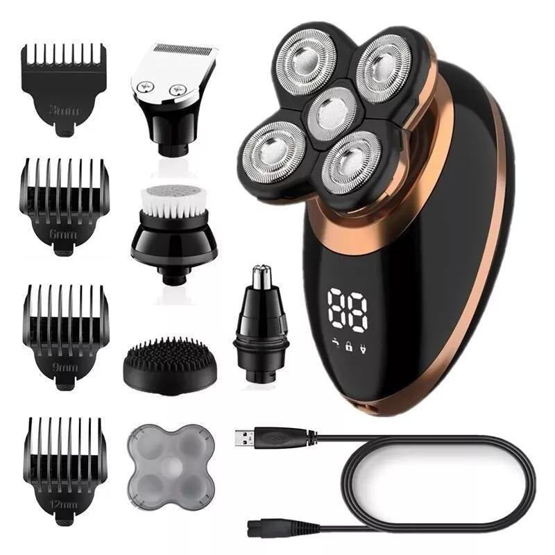 5 IN 1 4D Rotary Electric Shaver Rechargeable Bald Head Shaver Beard Trimmer men