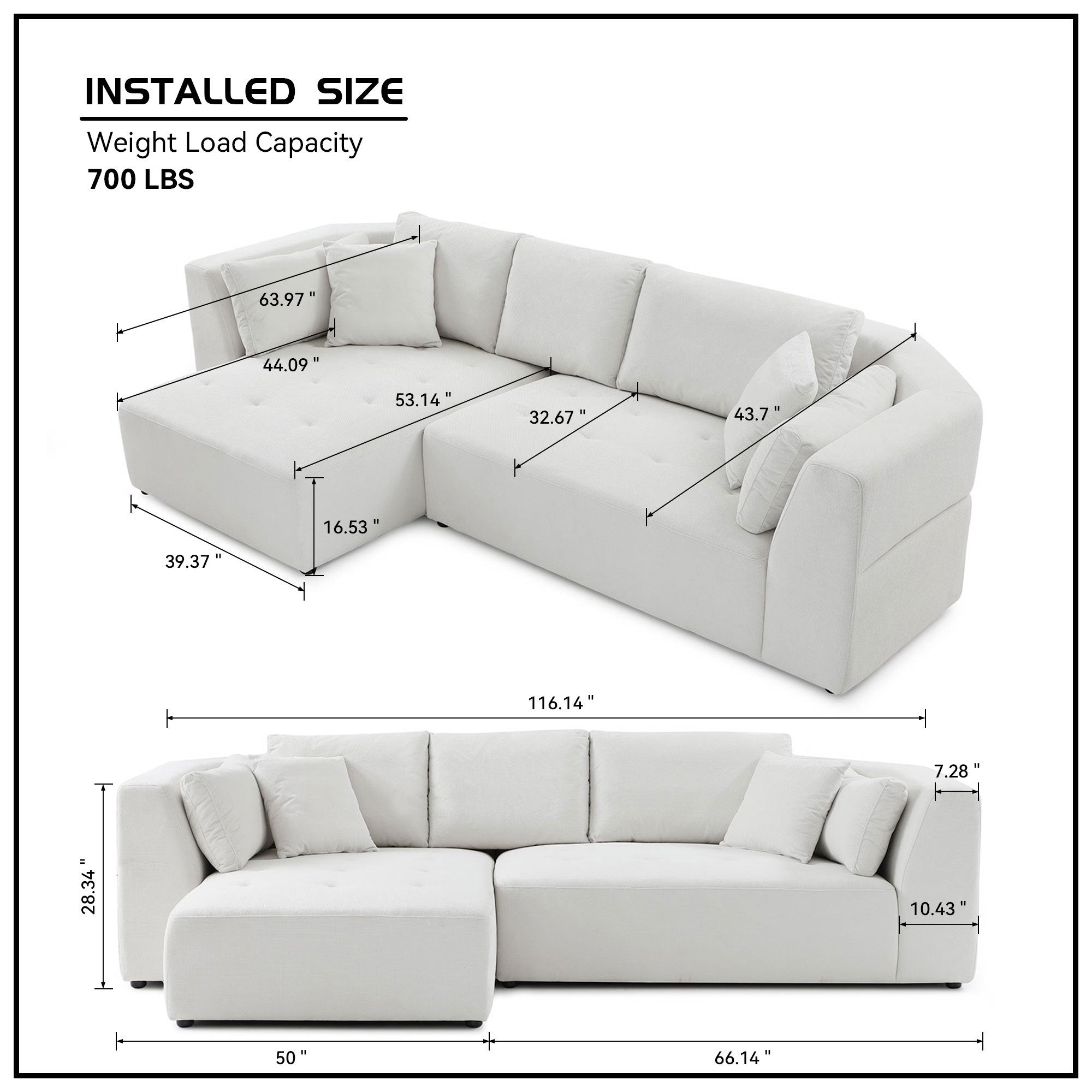 L-shape Sectional Sofa, Beige (Left-Facing Chaise)