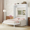 Queen Size Murphy Bed Wall Bed with Cushion, White