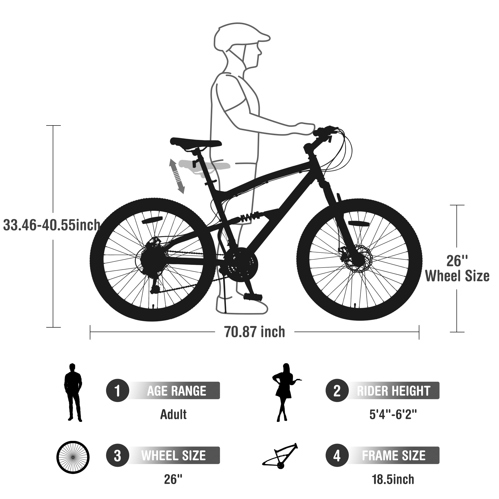 26 inch Mountain Bike  21-Speed Dual Suspension Aluminum Alloy Frame For Men and Women's Bike