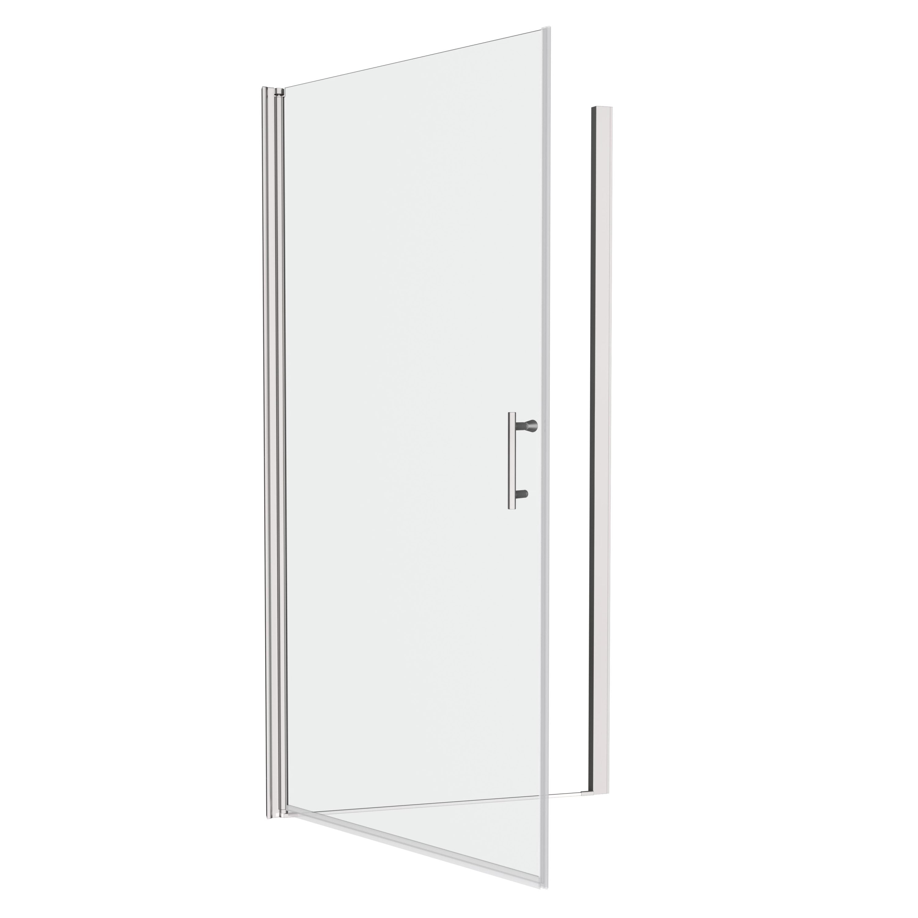 Polished Chrome Pivot Shower Door: 28"W x 72"H, 1/4" Tempered Glass