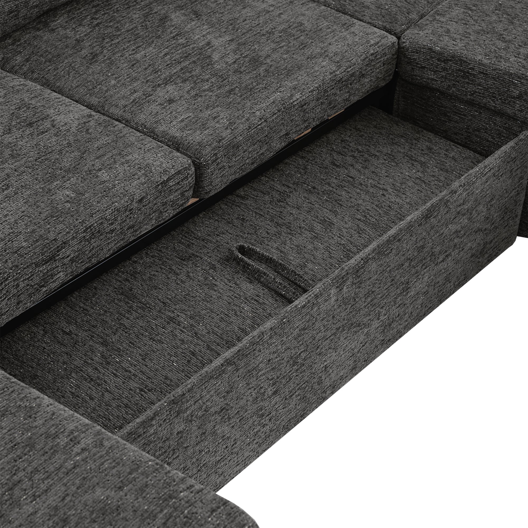 U-shaped sectional sofa bed 109.9 inch beige and grey front view