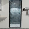 Semi-Frameless Pivot Shower Door 34-35"W x 72"H  in Matte Black With Clear Glass