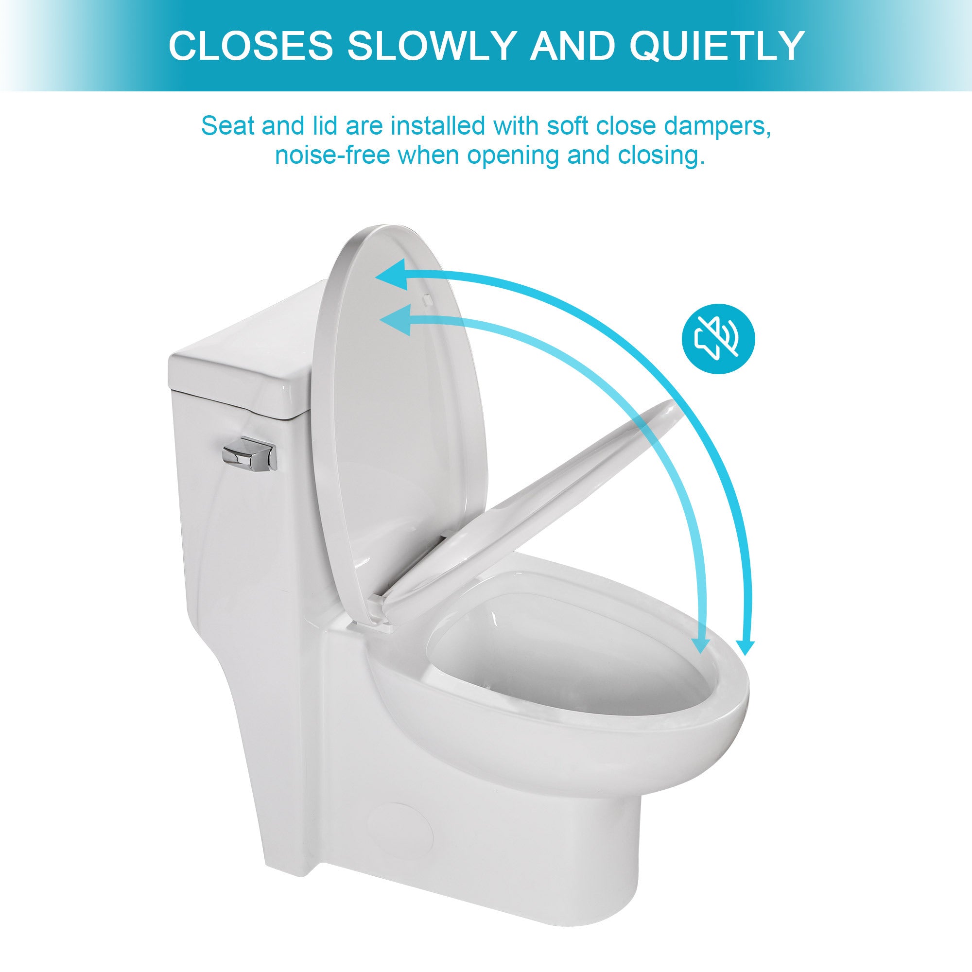 Ceramic One Piece Toilet,Single Flush with Soft Clsoing Seat