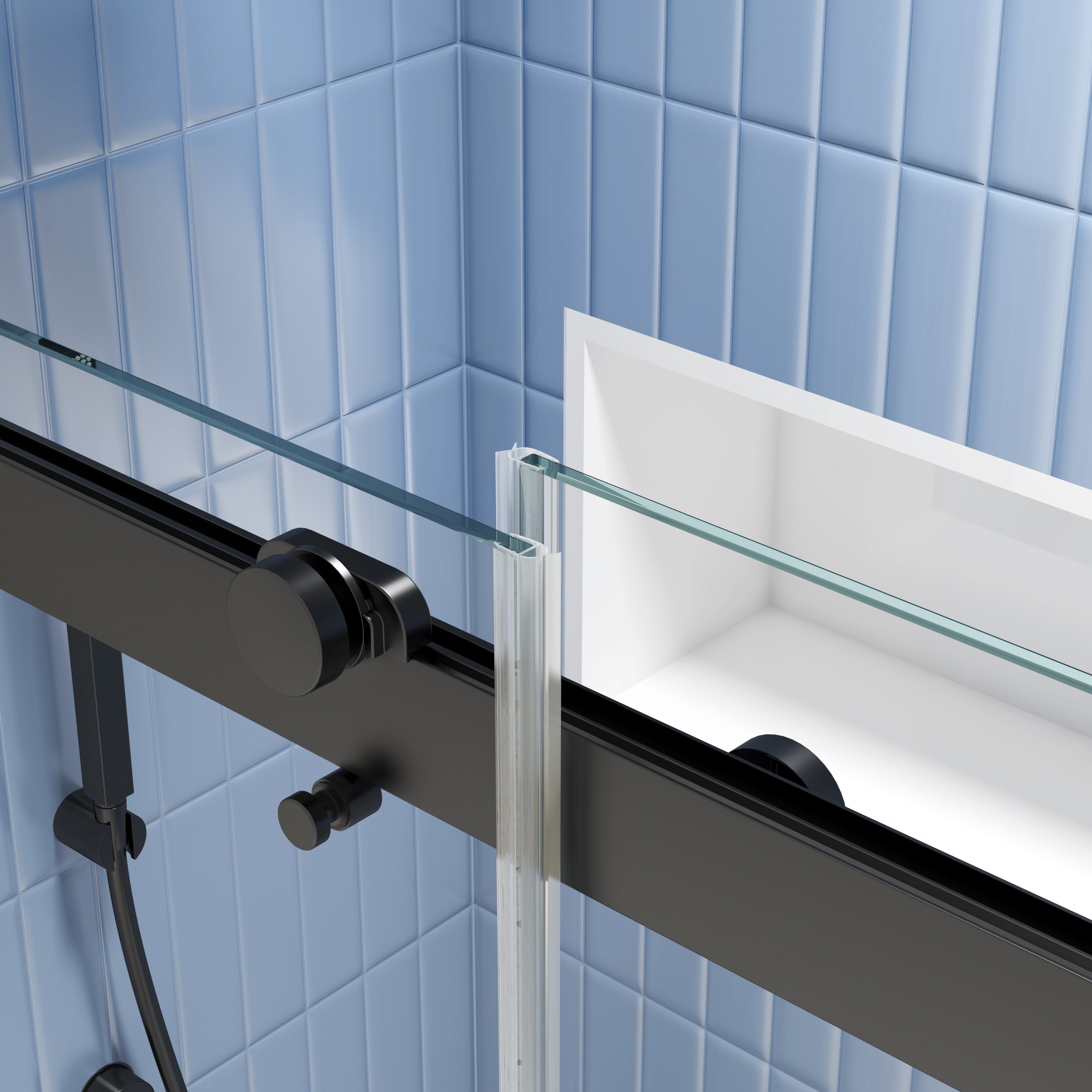 Bypass shower door installation detail