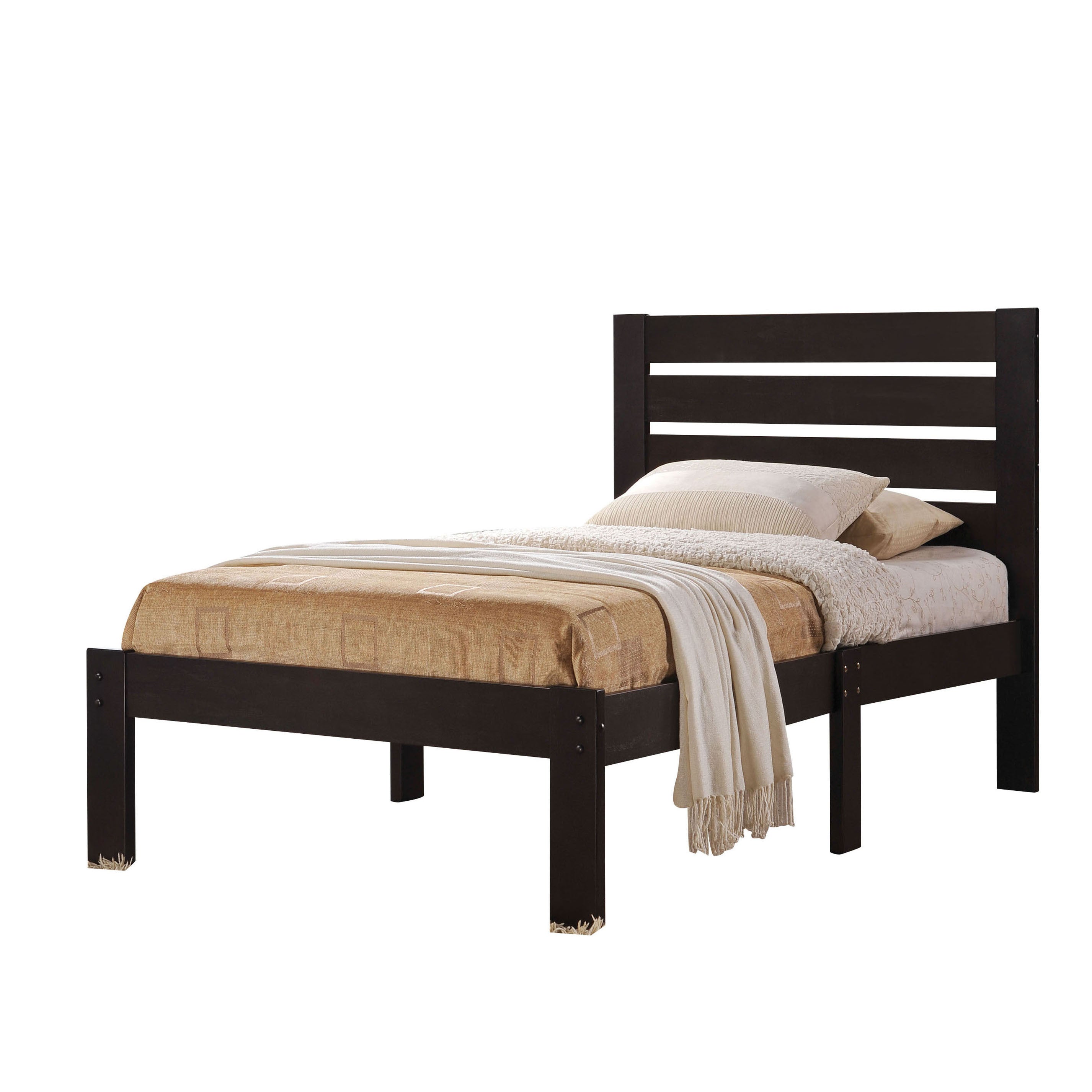 Espresso Platform Bed with Slat Headboard