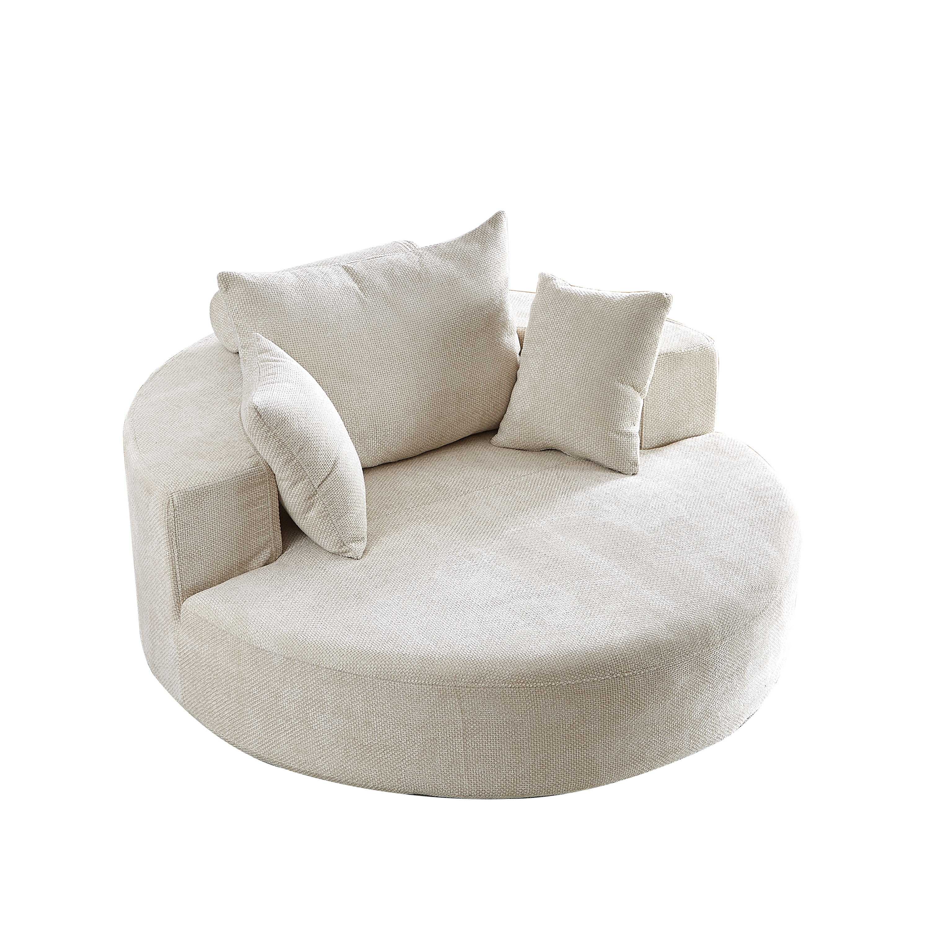 55''L Chenille Foam Single Swivel Chair, Fluffy Modern Sleeper, 360 Degree Swivel Chair for Living Room, Bedroom, Lounge and Projection Room