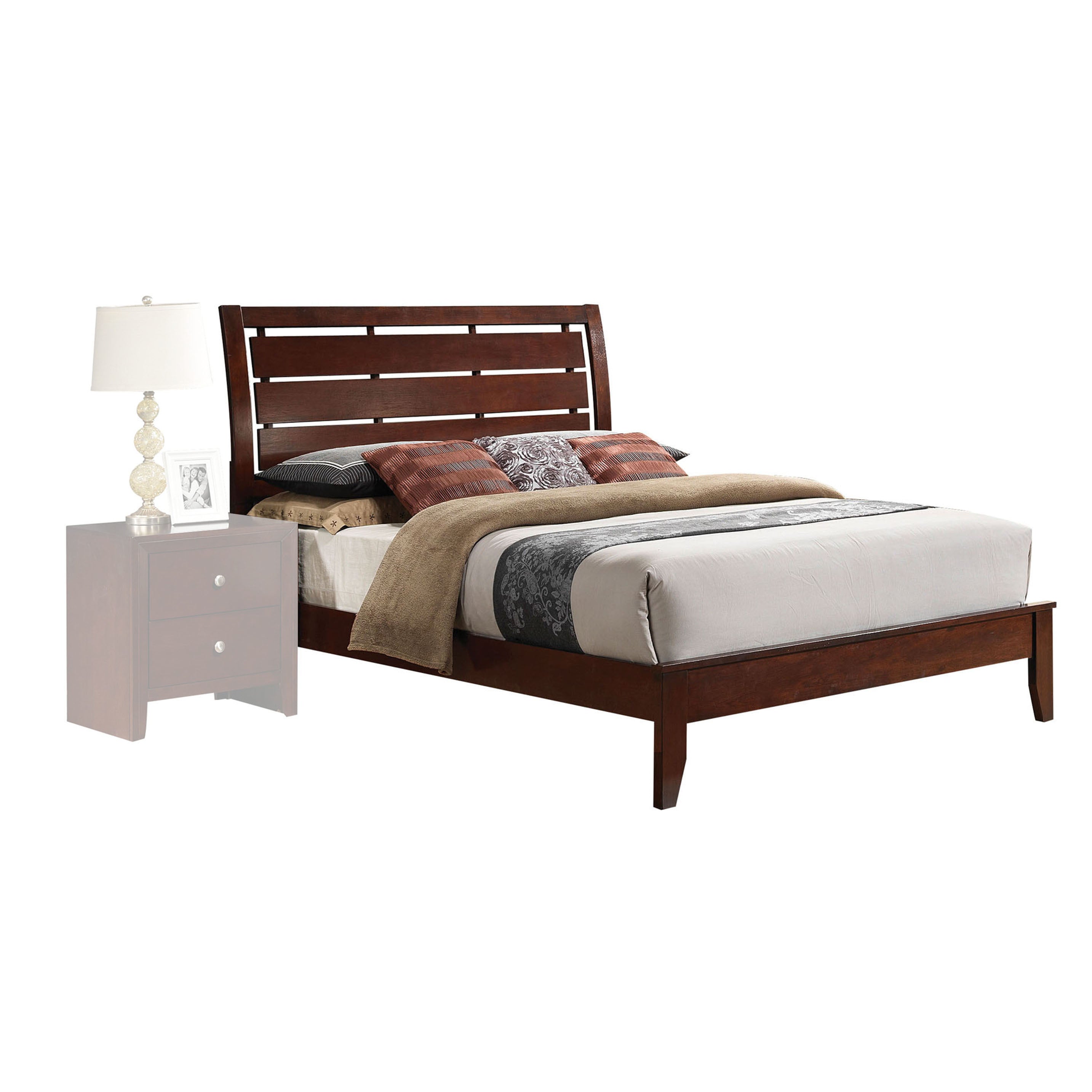 Brown Cherry Queen Sleigh Bed