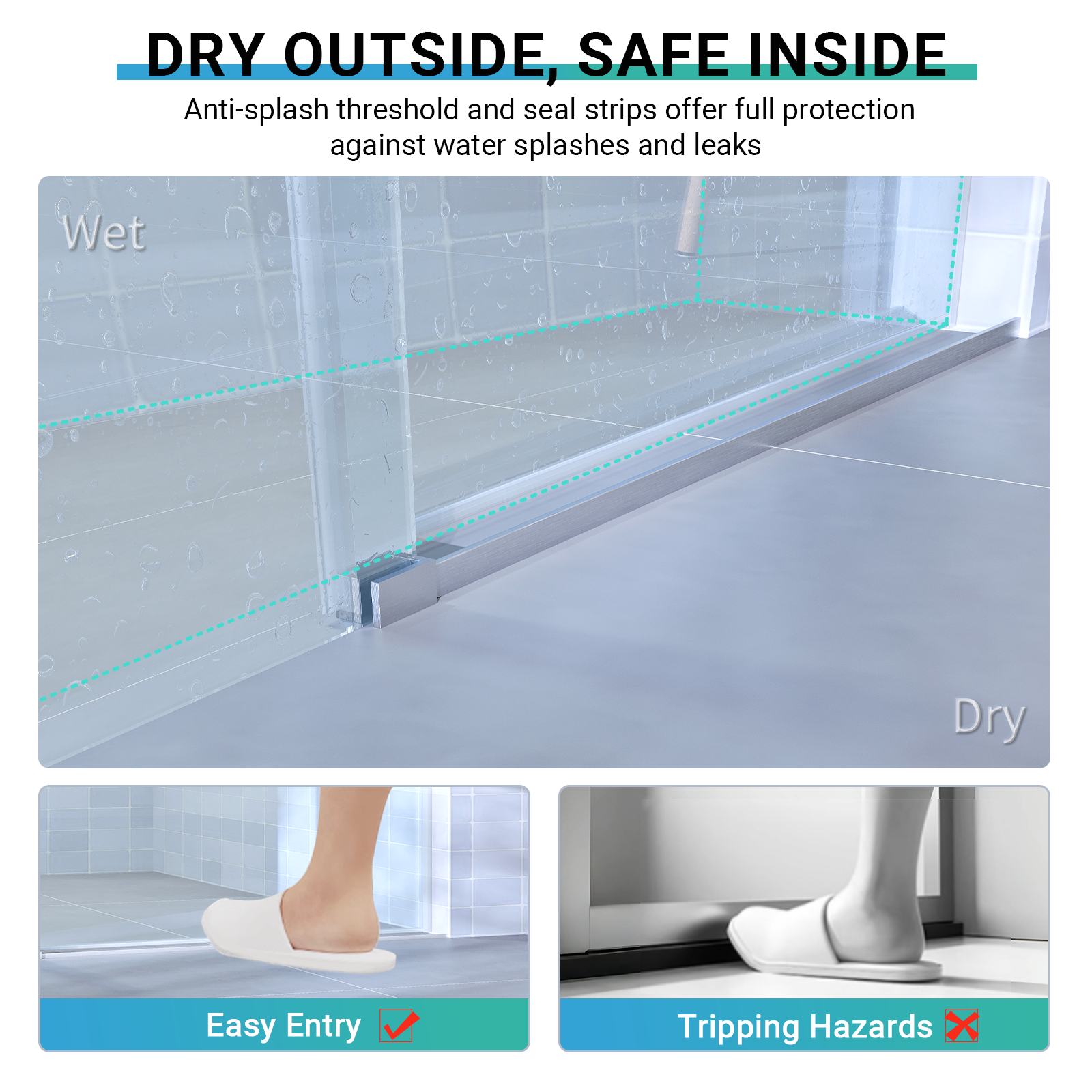 Frameless sliding shower door 56-60 inch brushed nickel roller detail