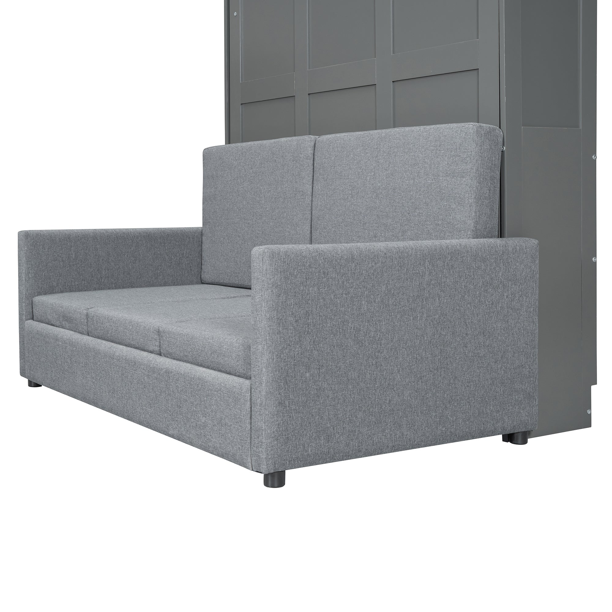 Full Size Murphy Bed Wall Bed with Cushion,Gray